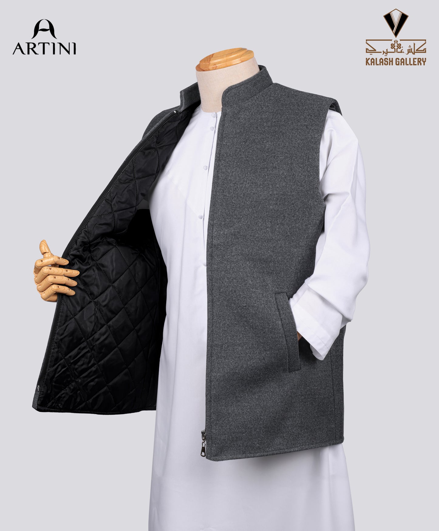 صدرية ارتيني من الصوف الطبيعي الشتوي (جوخ) – سحاب