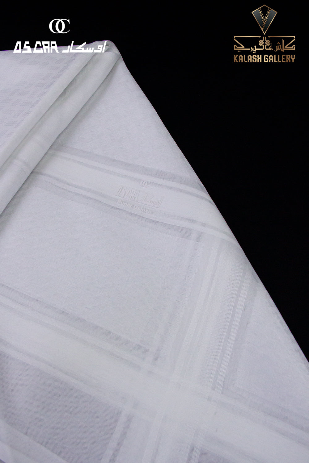 Oscar White Super Dulux Jacquard Four Ends Shemagh