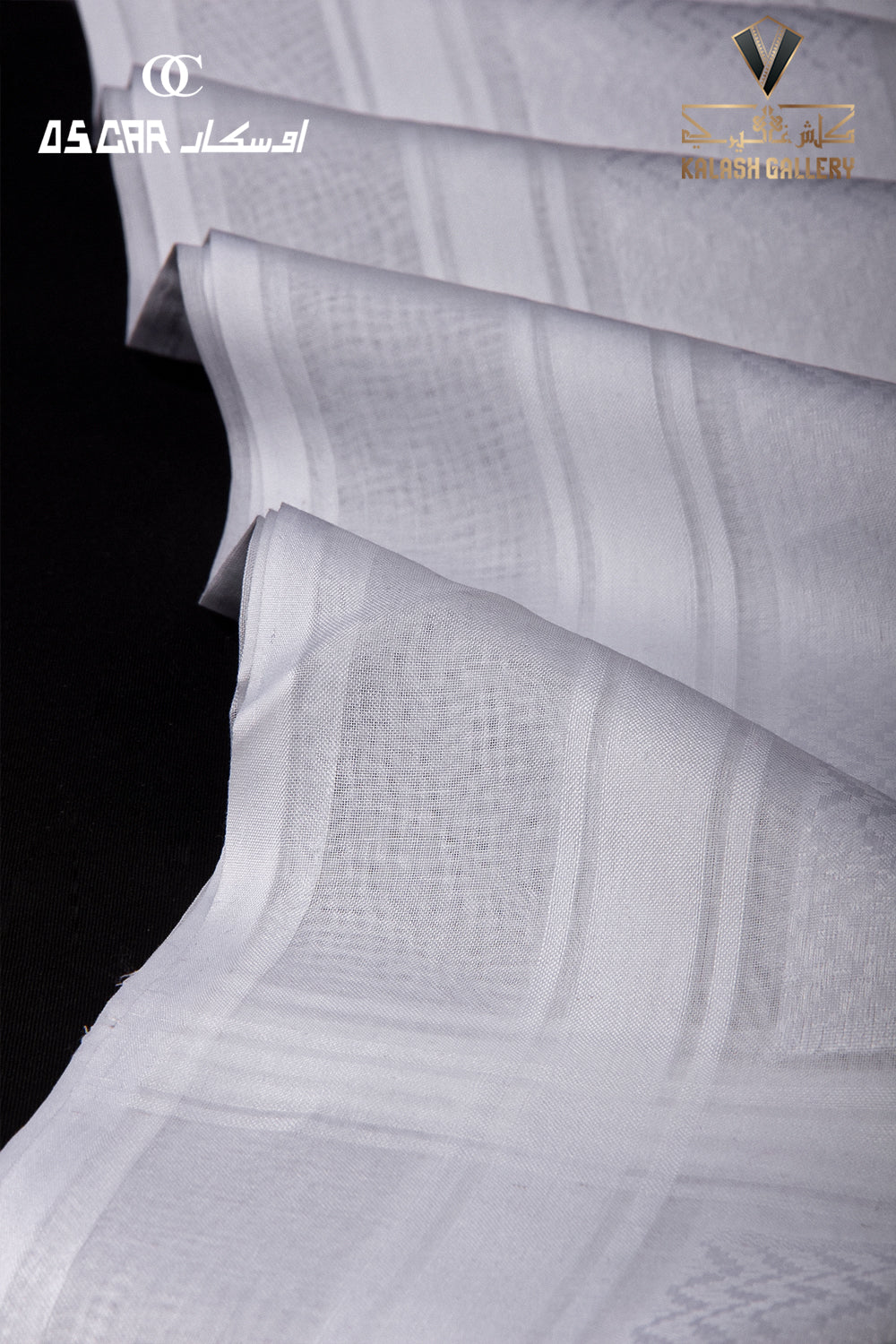 Oscar White Super Dulux Jacquard Four Ends Shemagh