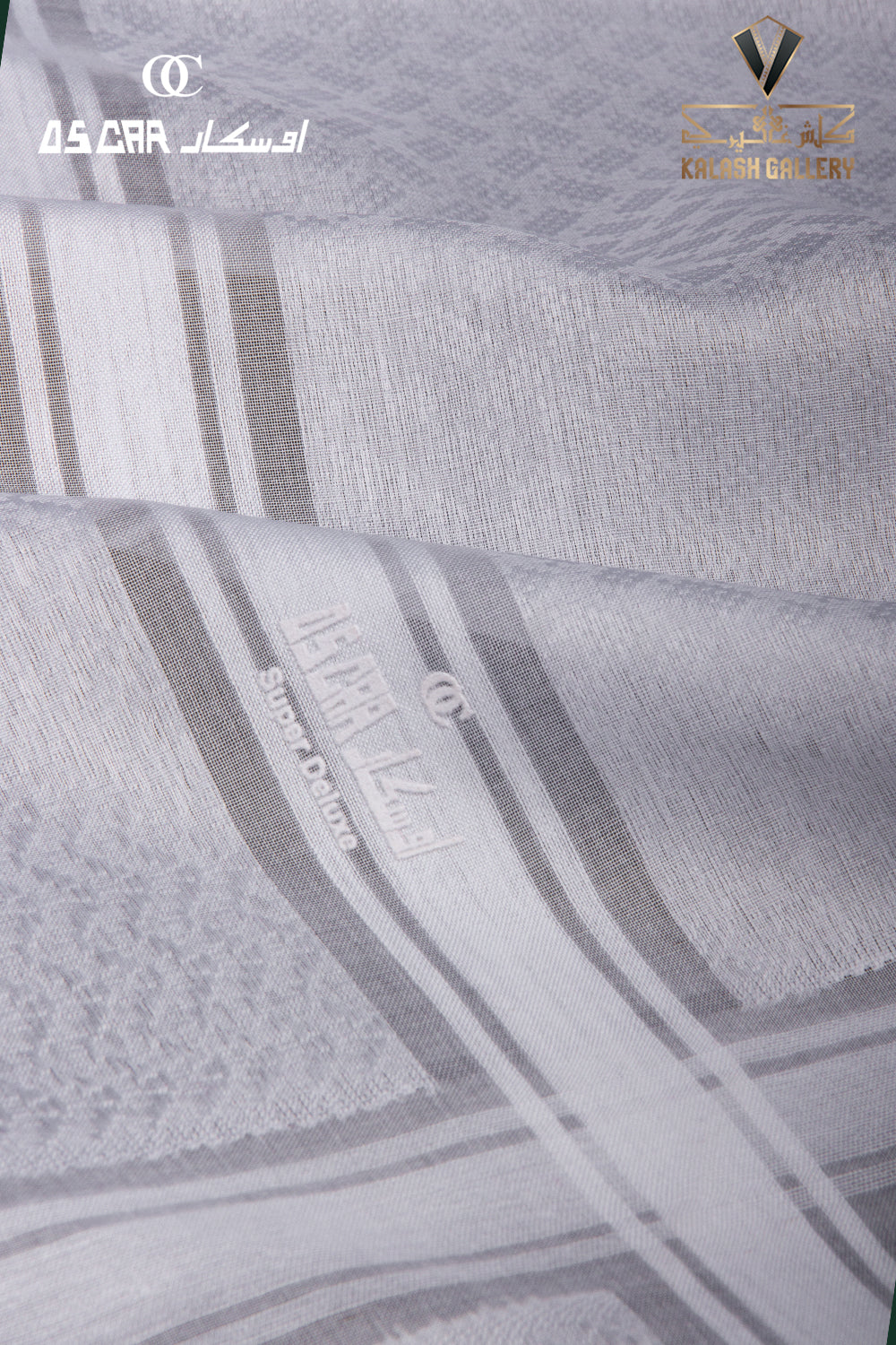 Oscar White Super Dulux Jacquard Four Ends Shemagh