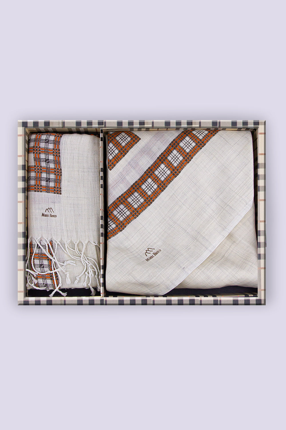 شال مونتي بيانكومن الصوف الطبيعي مطبوع + شال للرقبة هدية